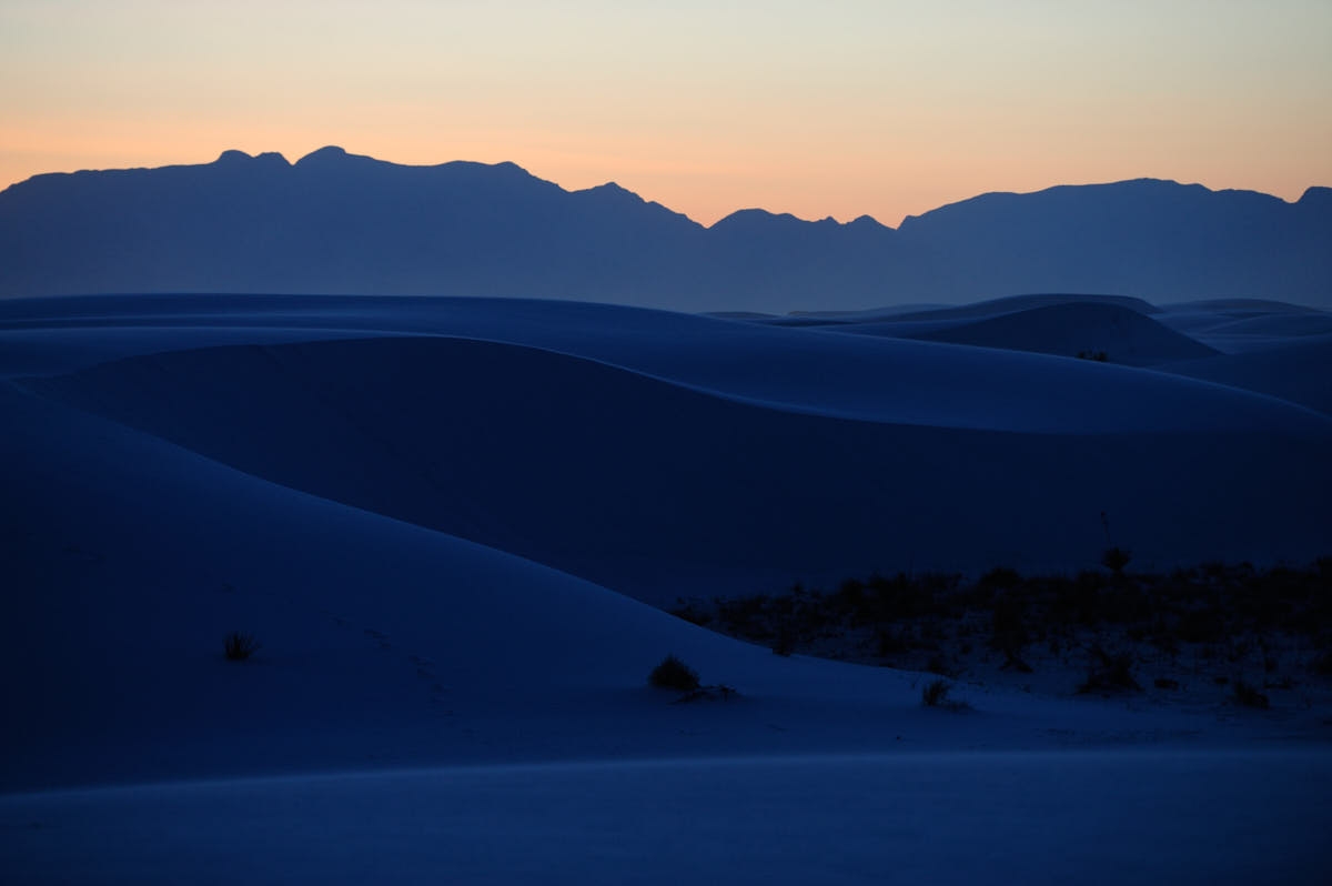 NM: Sunset Over Gypsum Dunes at White Sands National Monument